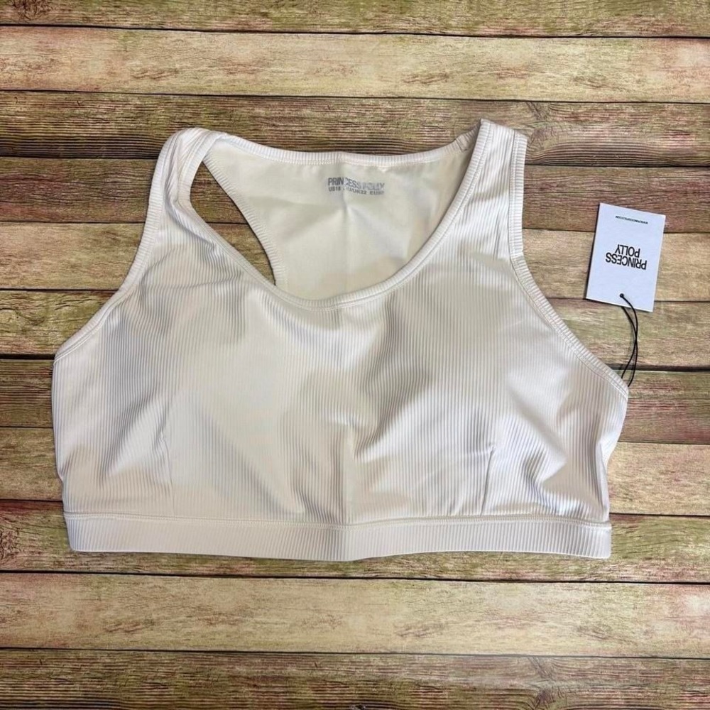 NWT Princess Polly Turbo Activewear Rib Top, latte color